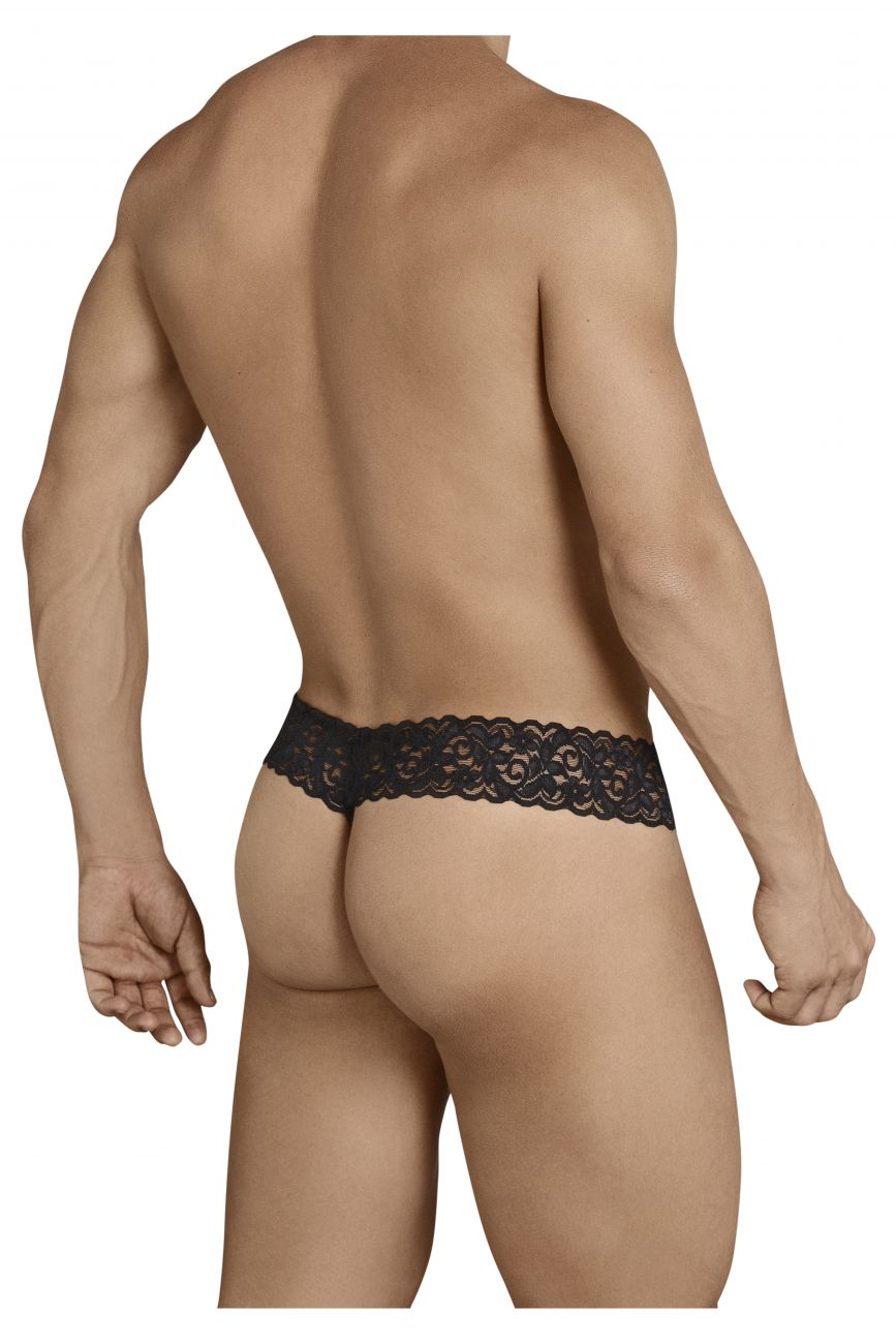 CandyMan men's black 99370 lace thong – stretch lace minimal coverage underwear