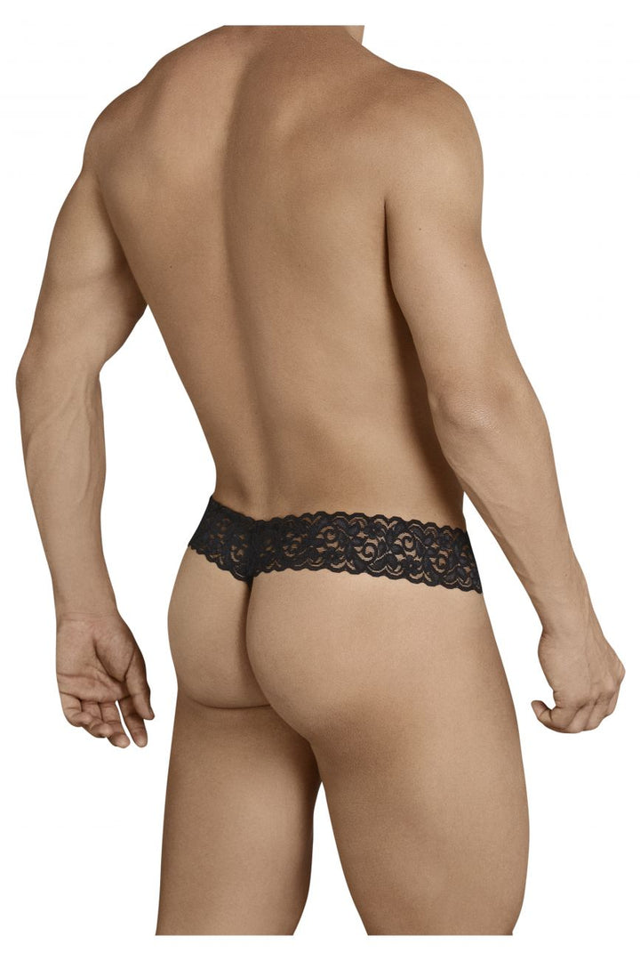 CandyMan men's black 99370 lace thong – stretch lace minimal coverage underwear