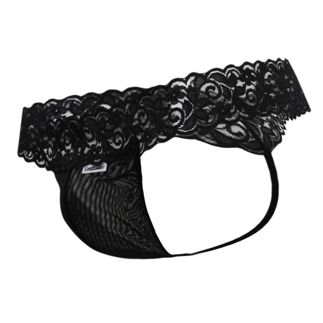 CandyMan men's black 99370 lace thong – stretch lace minimal coverage underwear