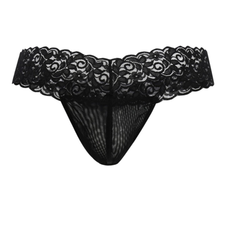 CandyMan men's black 99370 lace thong – stretch lace minimal coverage underwear