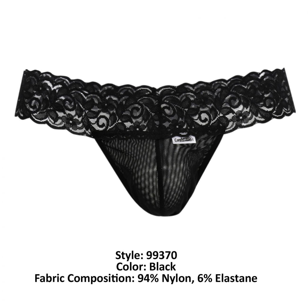 CandyMan men's black 99370 lace thong – stretch lace minimal coverage underwear
