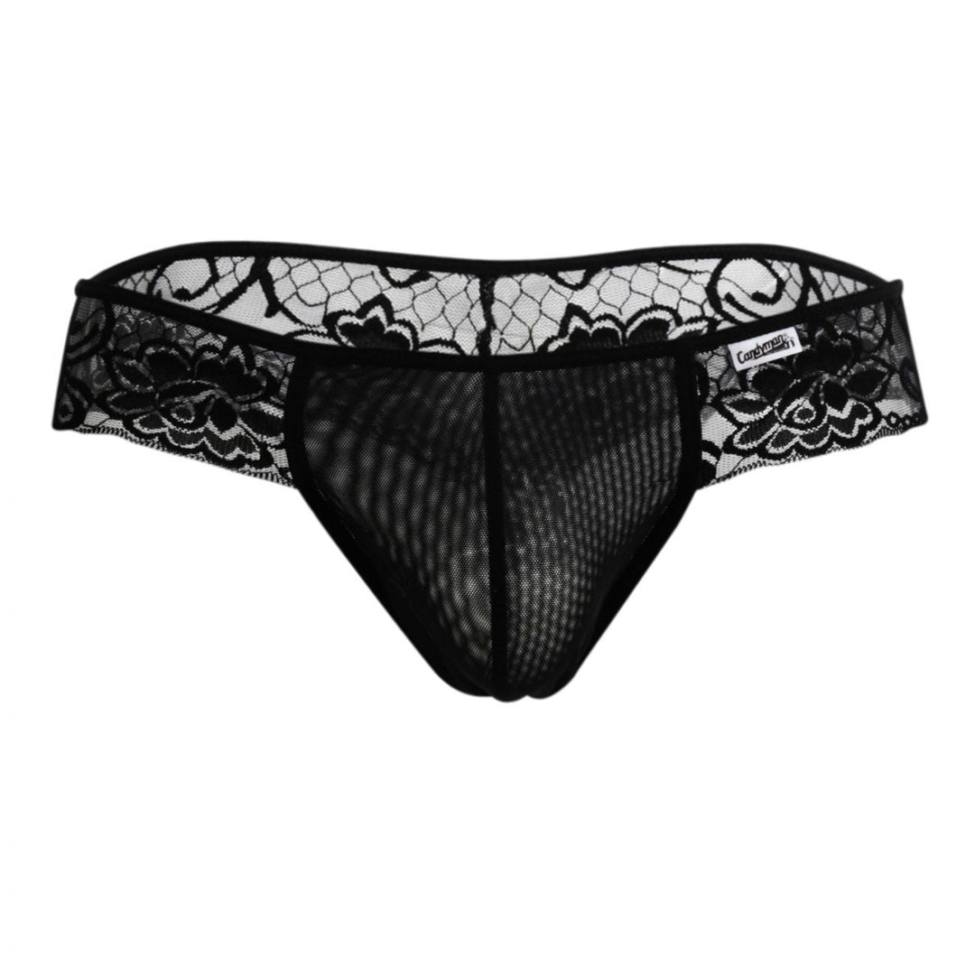 CandyMan men's black 99392 lace thong – sheer low-rise minimal coverage underwear