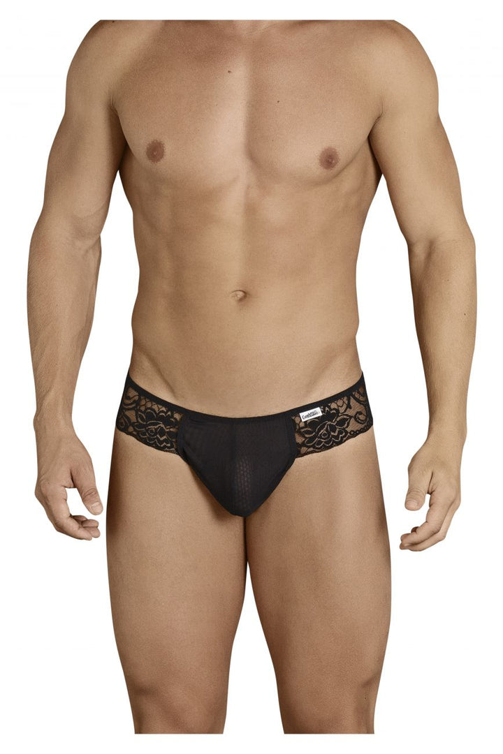 CandyMan men's black 99392 lace thong – sheer low-rise minimal coverage underwear