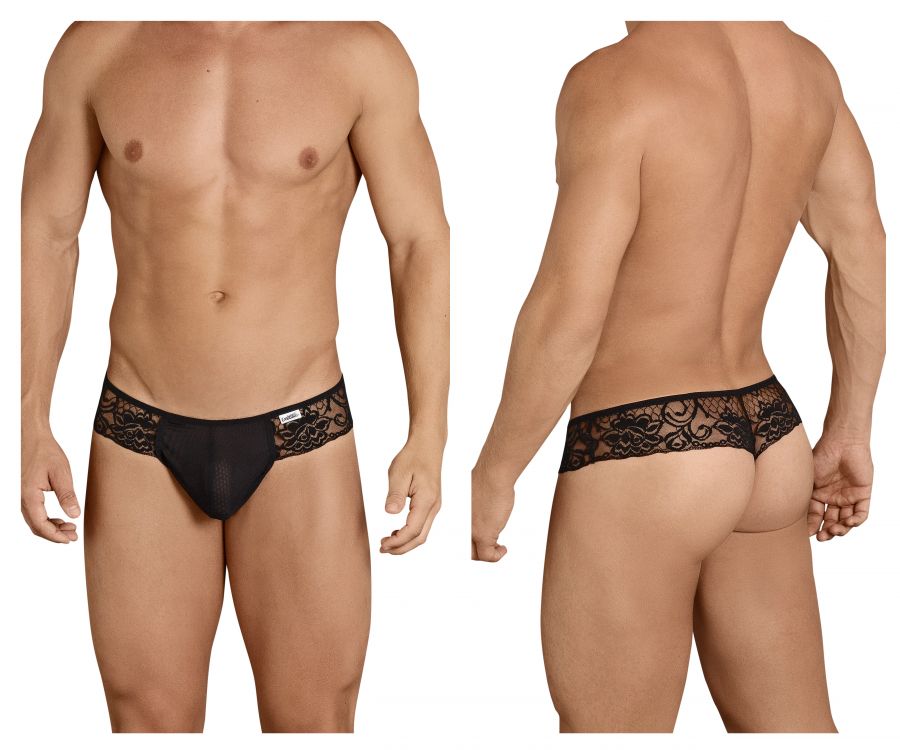 CandyMan men's black 99392 lace thong – sheer low-rise minimal coverage underwear