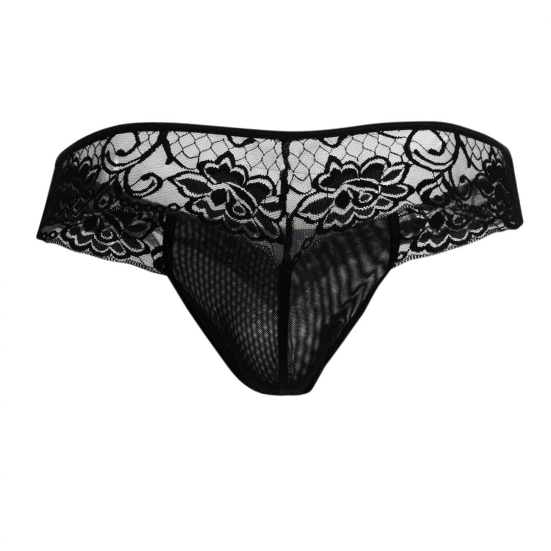 CandyMan men's black 99392 lace thong – sheer low-rise minimal coverage underwear