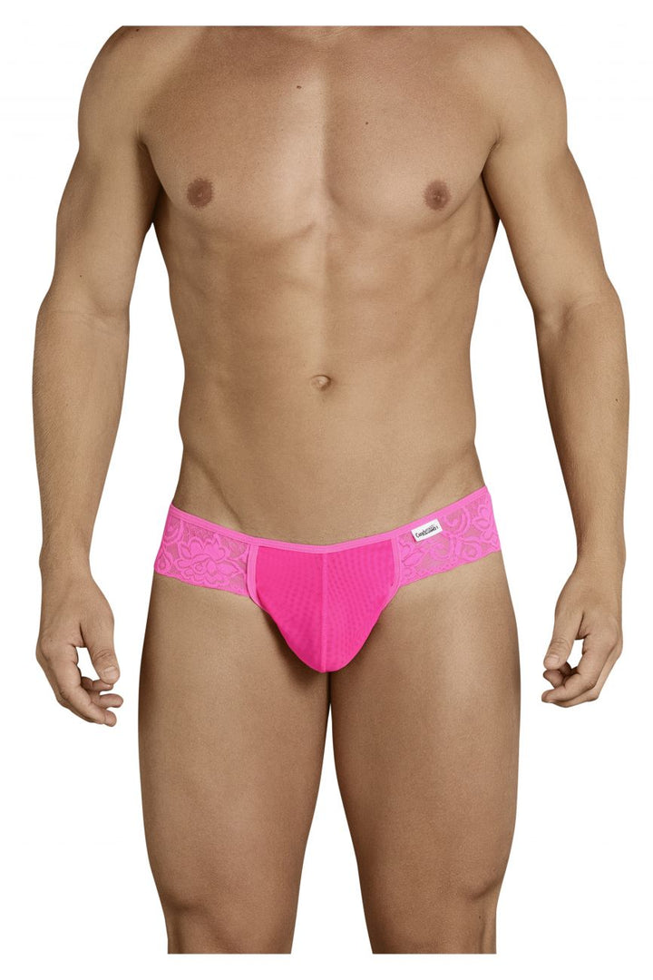 CandyMan men's pink 99392 lace thong – sheer low-rise minimal coverage underwear