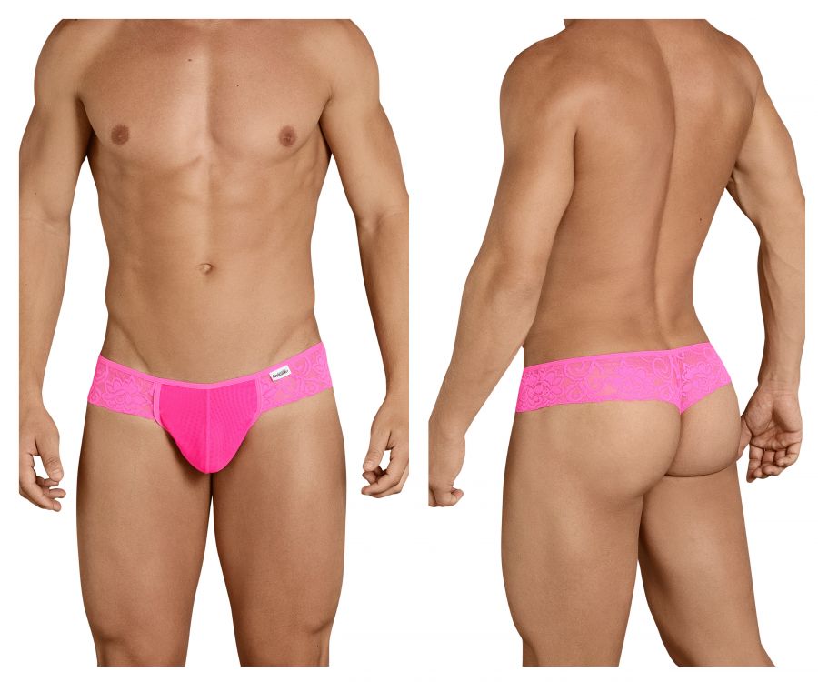 CandyMan men's pink 99392 lace thong – sheer low-rise minimal coverage underwear