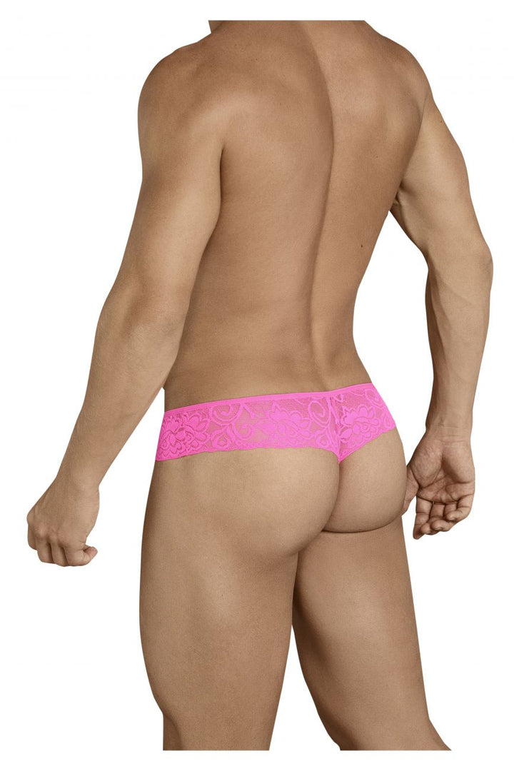 CandyMan men's pink 99392 lace thong – sheer low-rise minimal coverage underwear