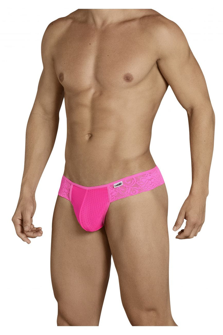 CandyMan men's pink 99392 lace thong – sheer low-rise minimal coverage underwear