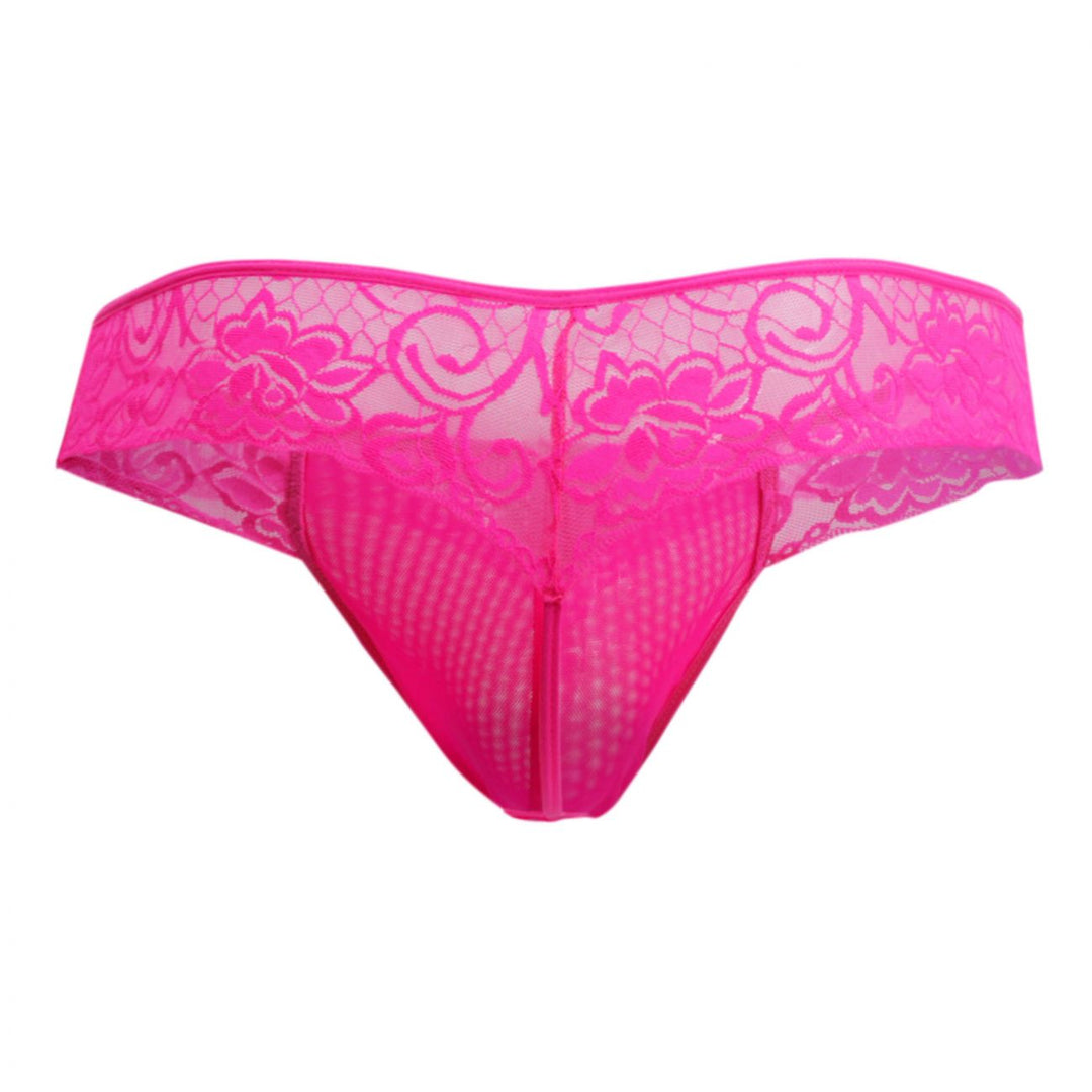 CandyMan men's pink 99392 lace thong – sheer low-rise minimal coverage underwear