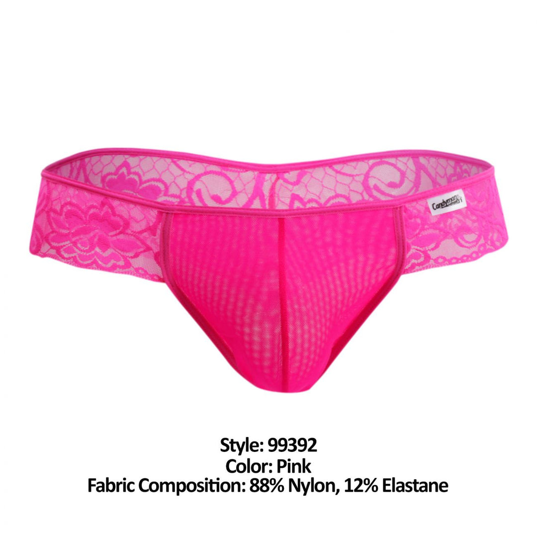 CandyMan men's pink 99392 lace thong – sheer low-rise minimal coverage underwear