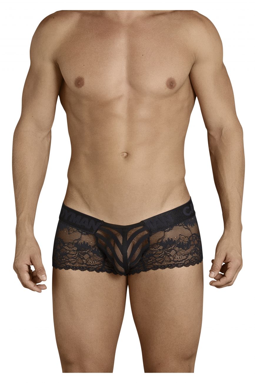 CandyMan men's black 99393 lace boxer briefs – see-through sheer underwear