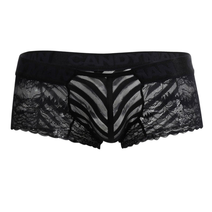 CandyMan men's black 99393 lace boxer briefs – see-through sheer underwear