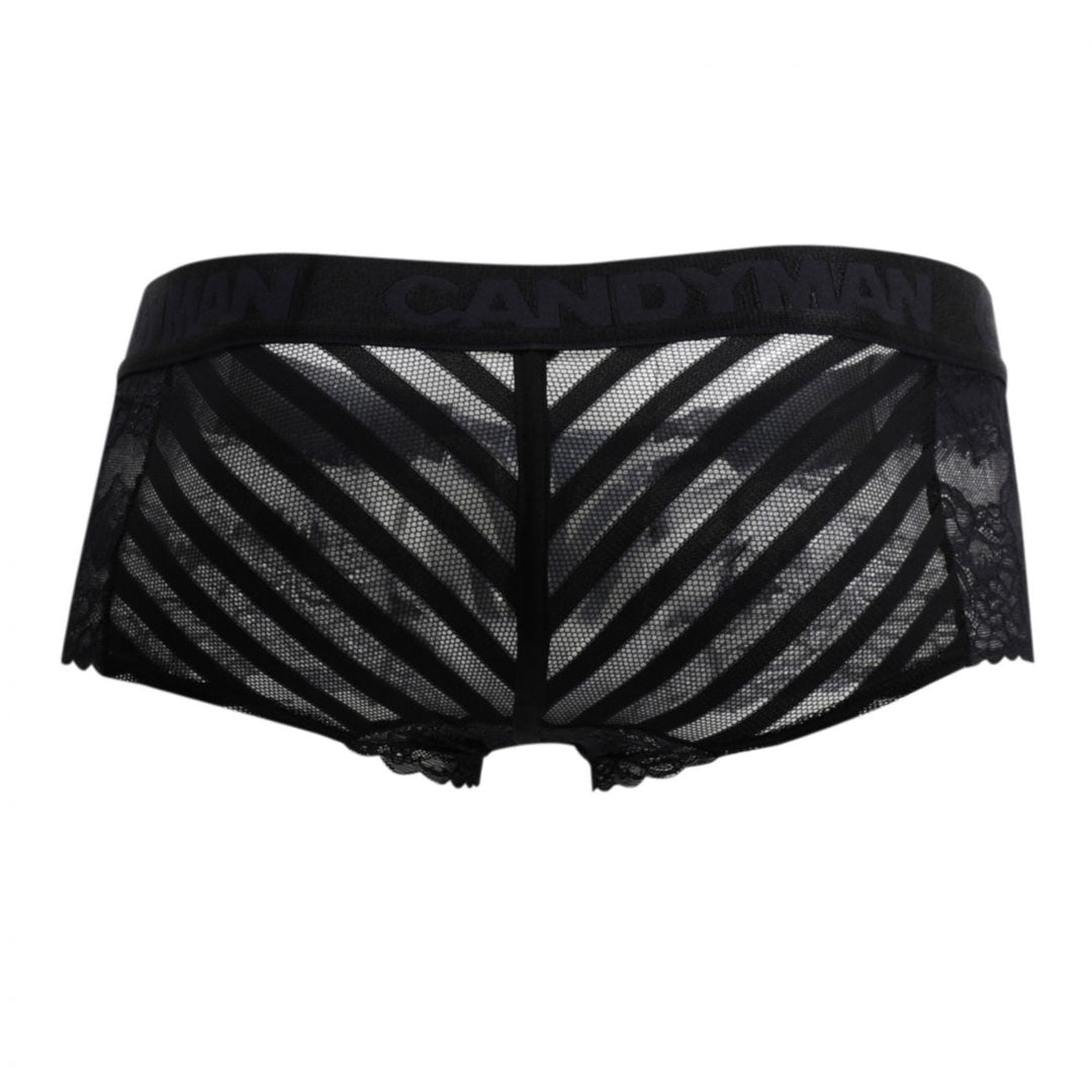 CandyMan men's black 99393 lace boxer briefs – see-through sheer underwear