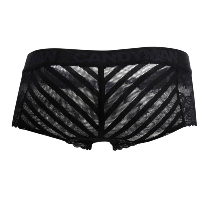 CandyMan men's black 99393 lace boxer briefs – see-through sheer underwear