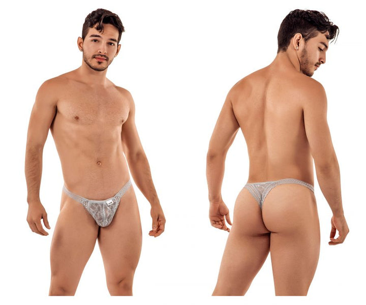 CandyMan Double Lace Thongs in Gray – men's thongs