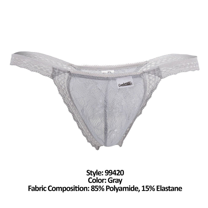 CandyMan Double Lace Thongs in Gray – men's thongs