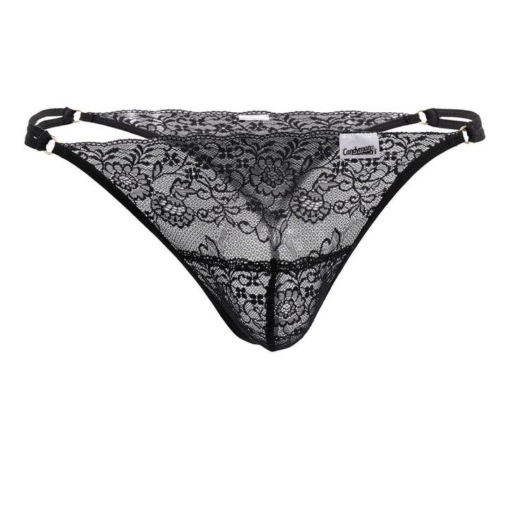 CandyMan men's black 99421 lace G-string thong – barely-there microfiber underwear