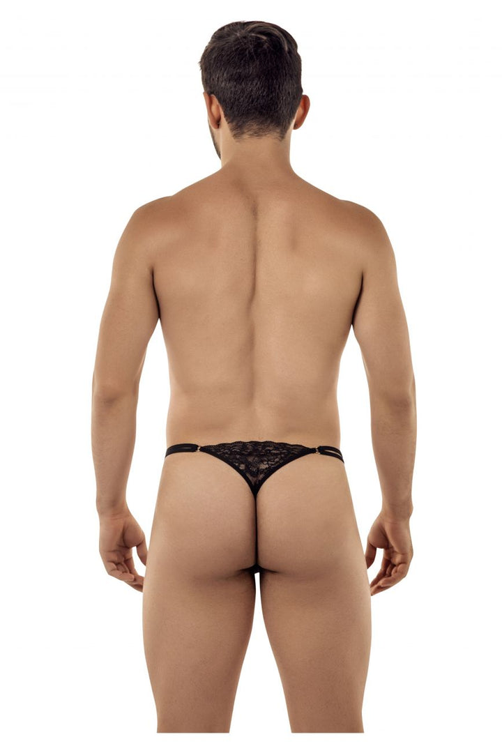 CandyMan men's black 99421 lace G-string thong – barely-there microfiber underwear