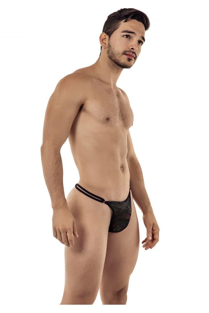 CandyMan men's black 99421 lace G-string thong – barely-there microfiber underwear