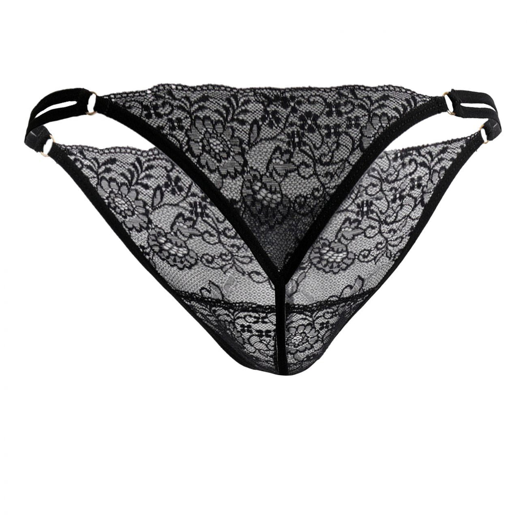 CandyMan men's black 99421 lace G-string thong – barely-there microfiber underwear