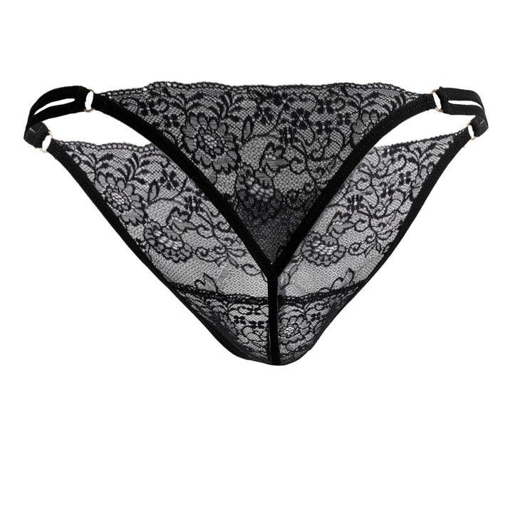 CandyMan men's black 99421 lace G-string thong – barely-there microfiber underwear