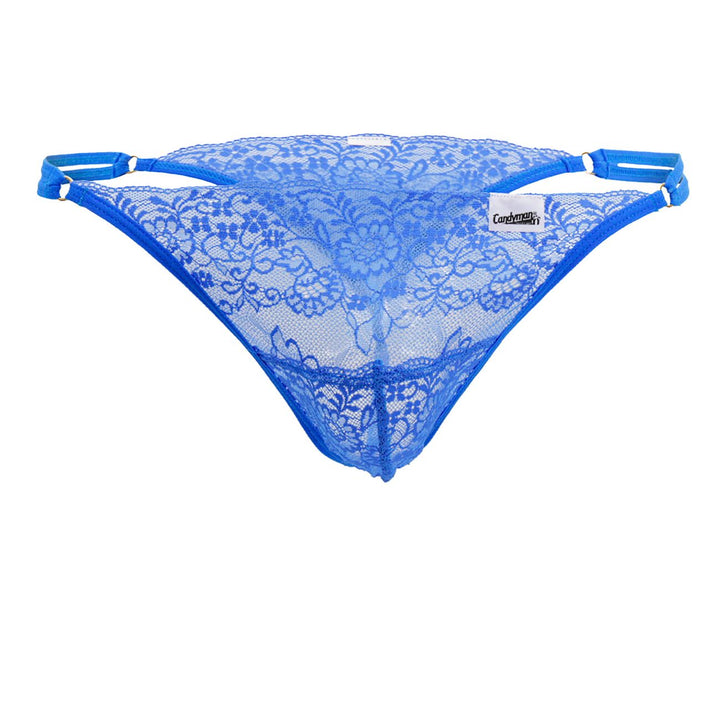 CandyMan men's blue 99421 lace G-string thong – barely-there microfiber underwear