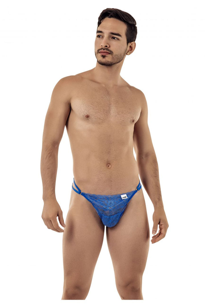 CandyMan men's blue 99421 lace G-string thong – barely-there microfiber underwear