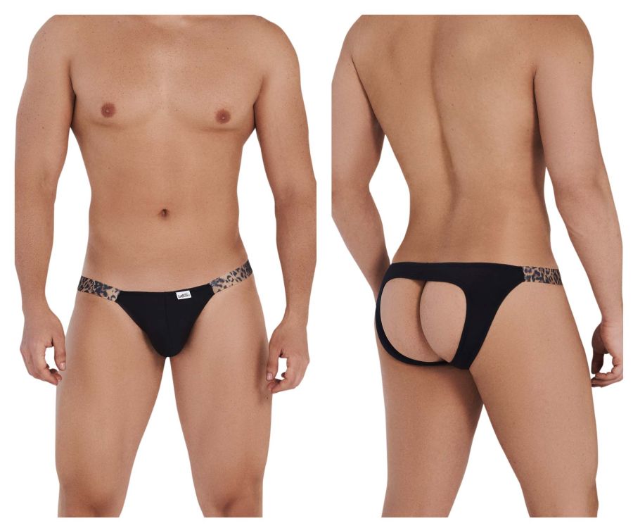 CandyMan Bikini Jockstrap in Black Animal Print – men's jockstraps