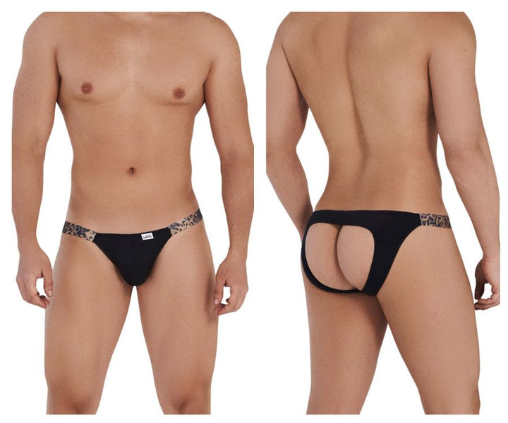 CandyMan Bikini Jockstrap in Black Animal Print – men's jockstraps