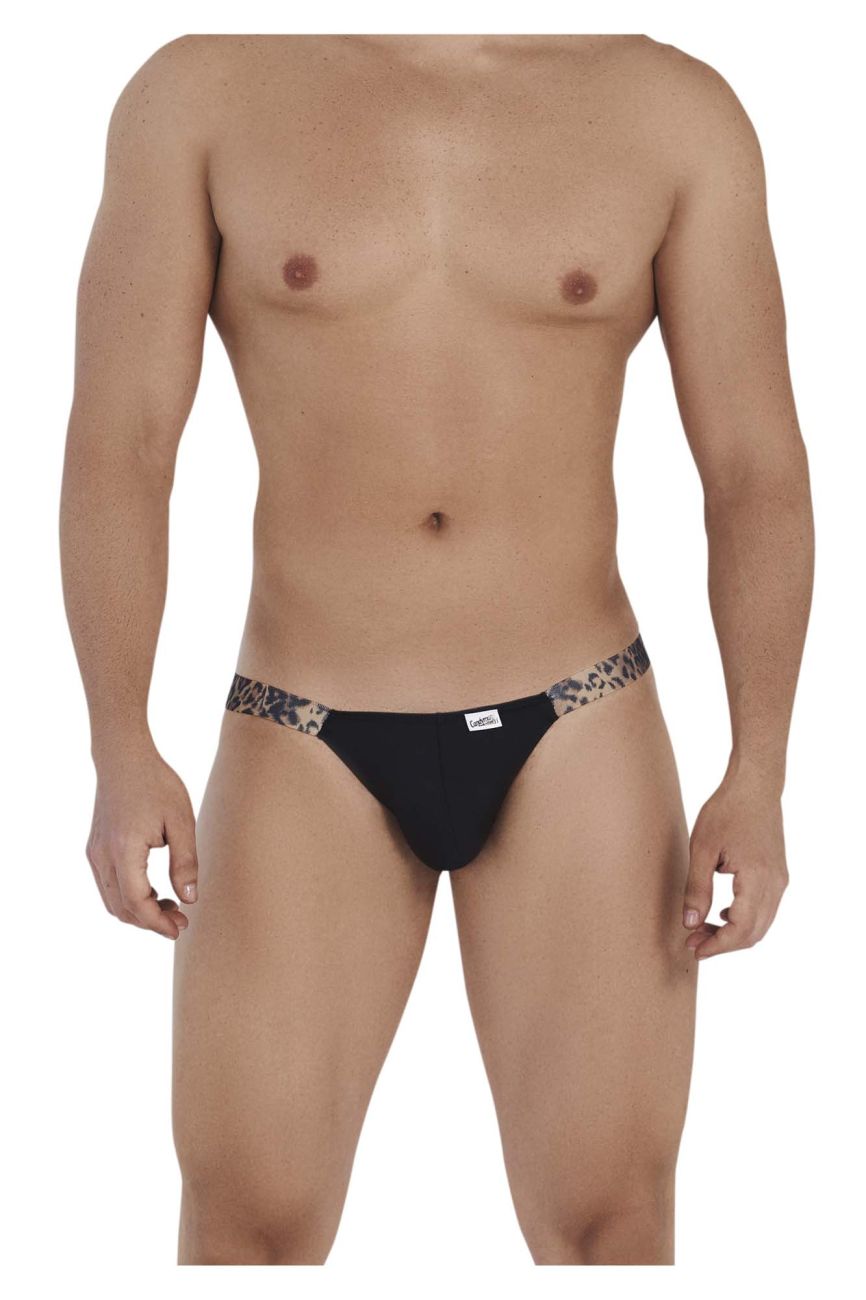 CandyMan Bikini Jockstrap in Black Animal Print – men's jockstraps