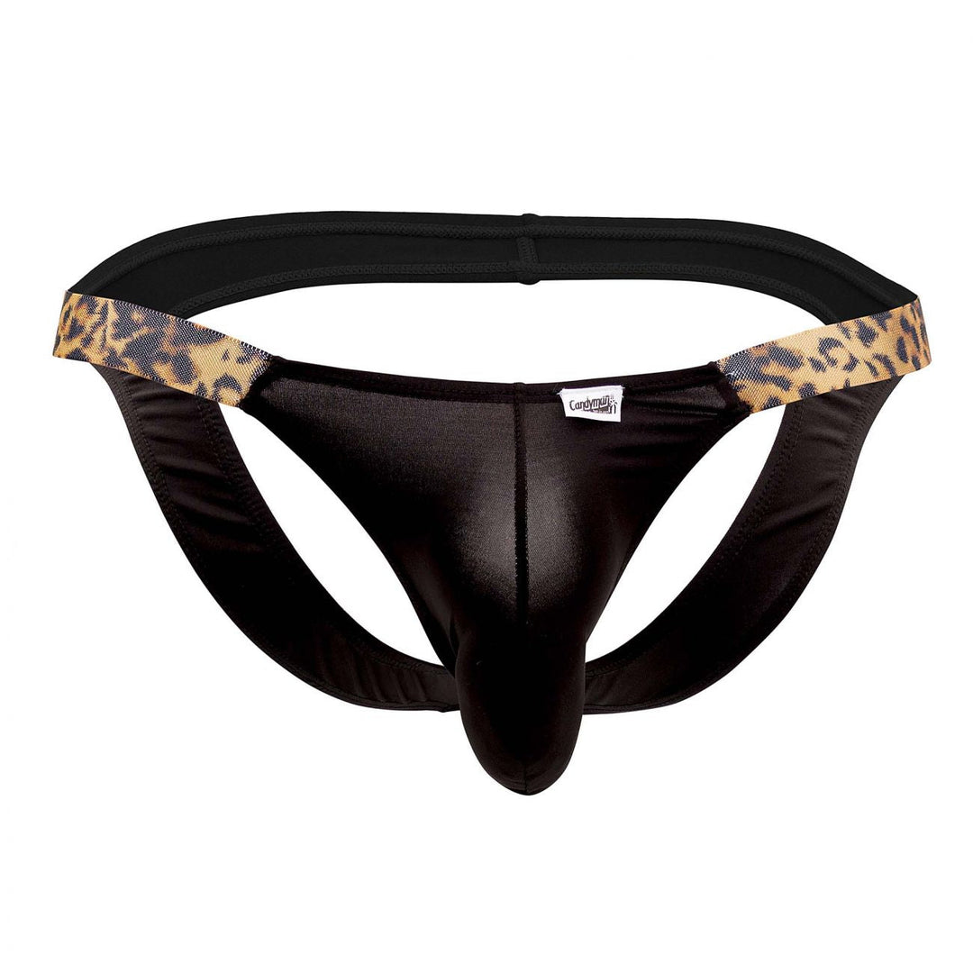 CandyMan Bikini Jockstrap in Black Animal Print – men's jockstraps