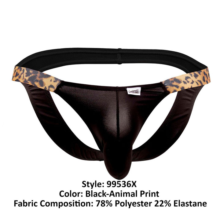 CandyMan Bikini Jockstrap in Black Animal Print – men's jockstraps