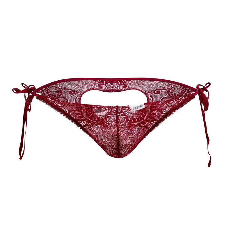 CandyMan Lace Heart Bikini in Burgundy – men's briefs