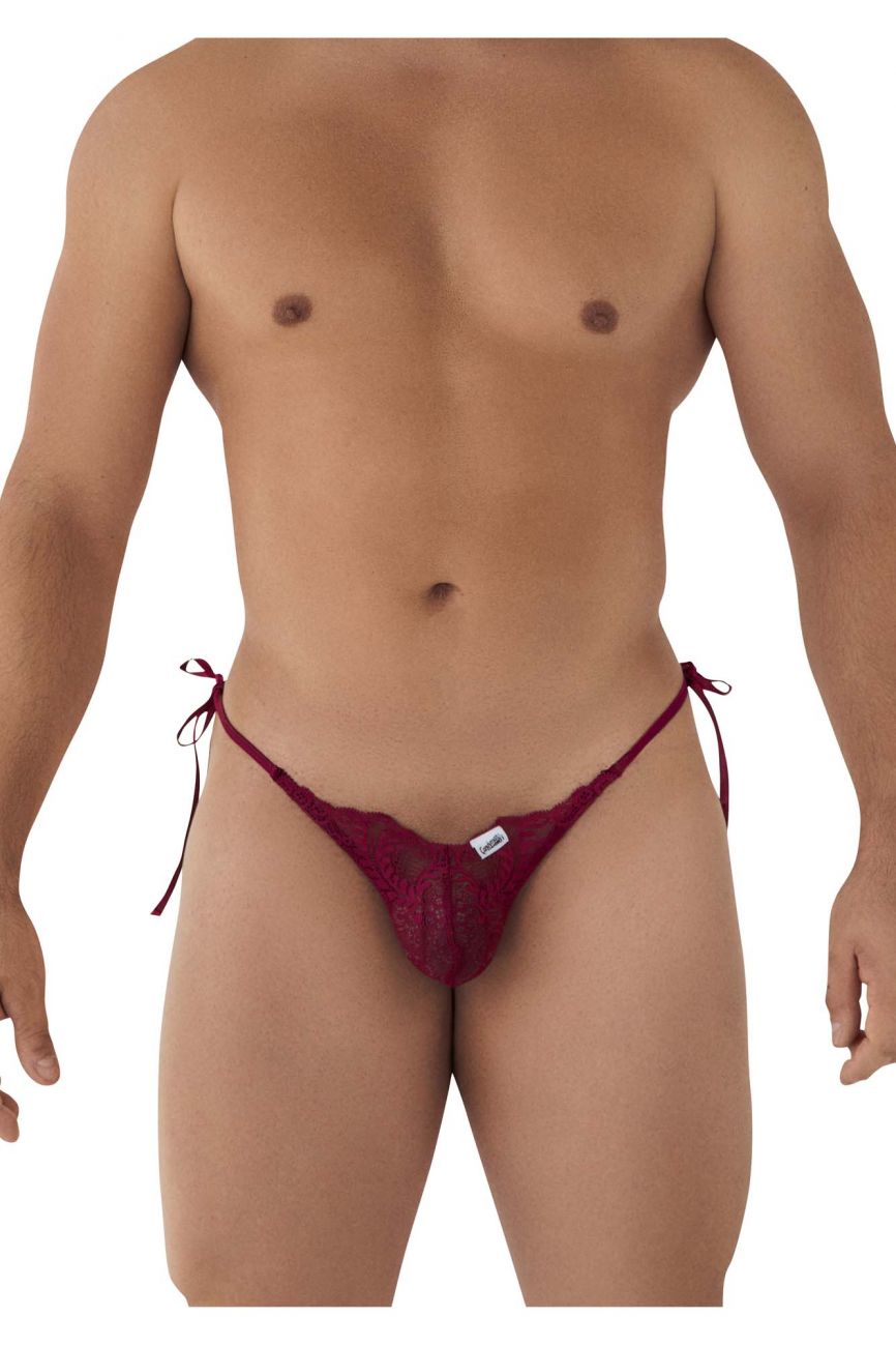 CandyMan Lace Heart Bikini in Burgundy – men's briefs