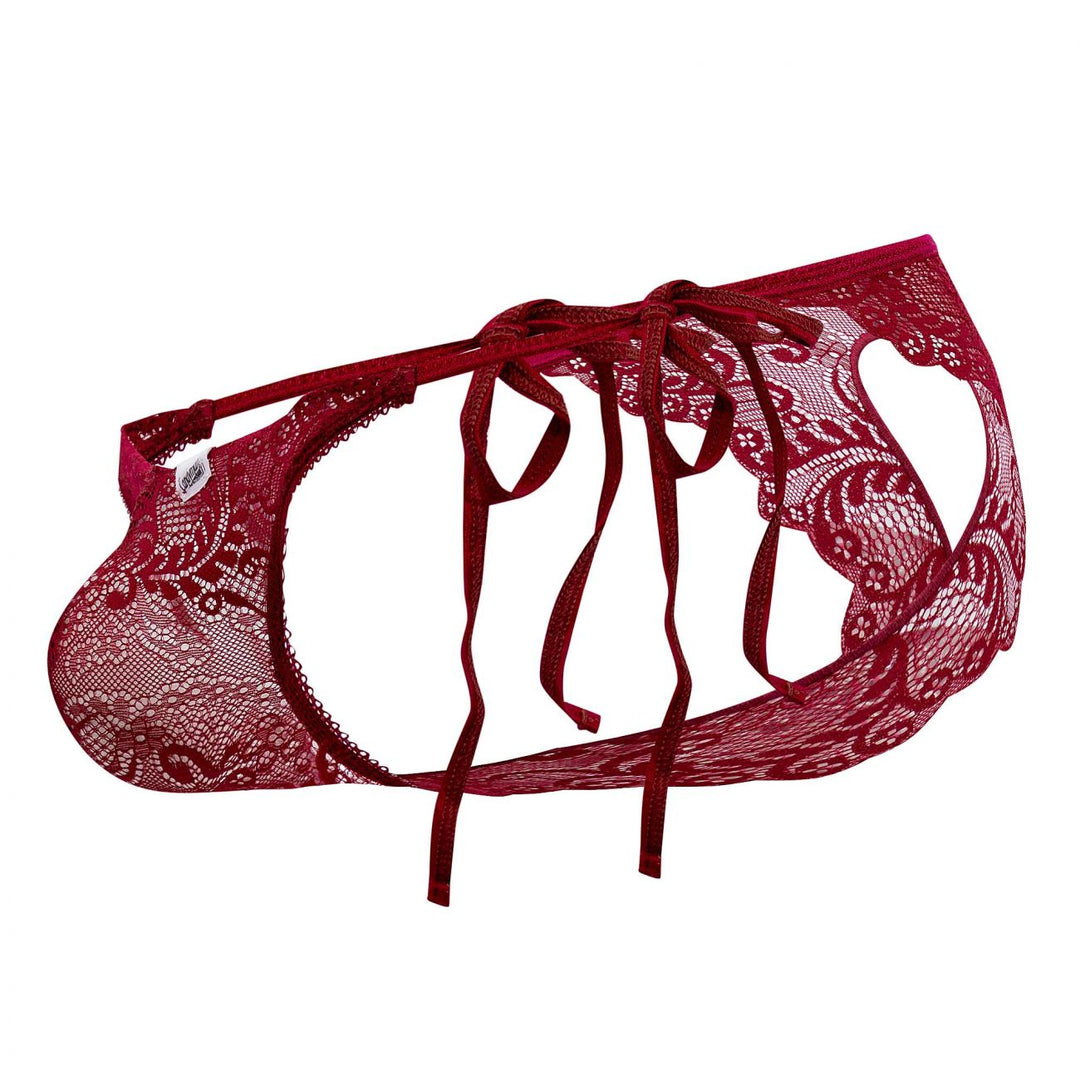 CandyMan Lace Heart Bikini in Burgundy – men's briefs