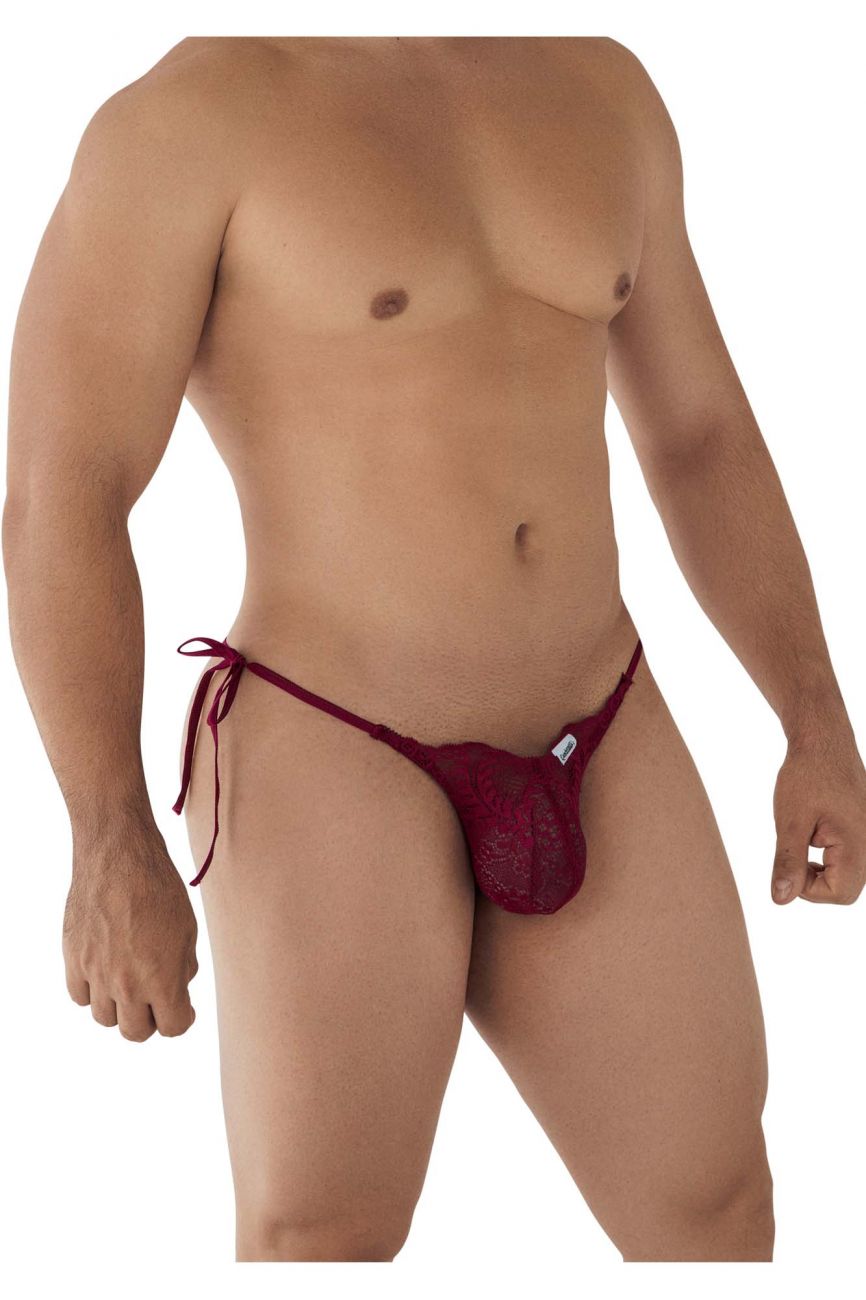 CandyMan Lace Heart Bikini in Burgundy – men's briefs