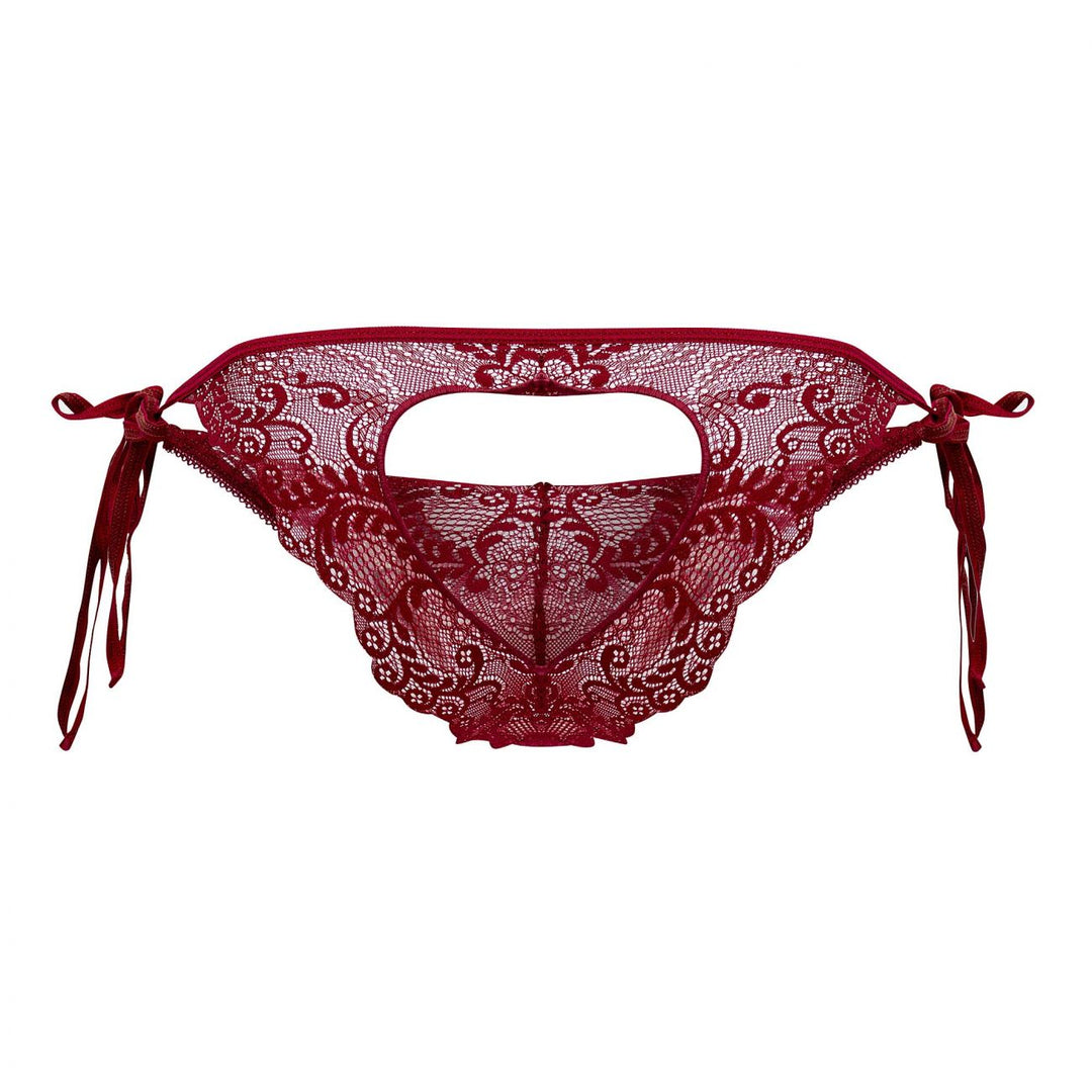 CandyMan Lace Heart Bikini in Burgundy – men's briefs