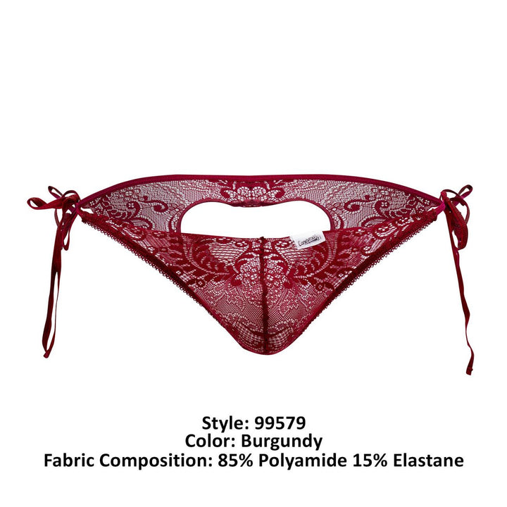 CandyMan Lace Heart Bikini in Burgundy – men's briefs