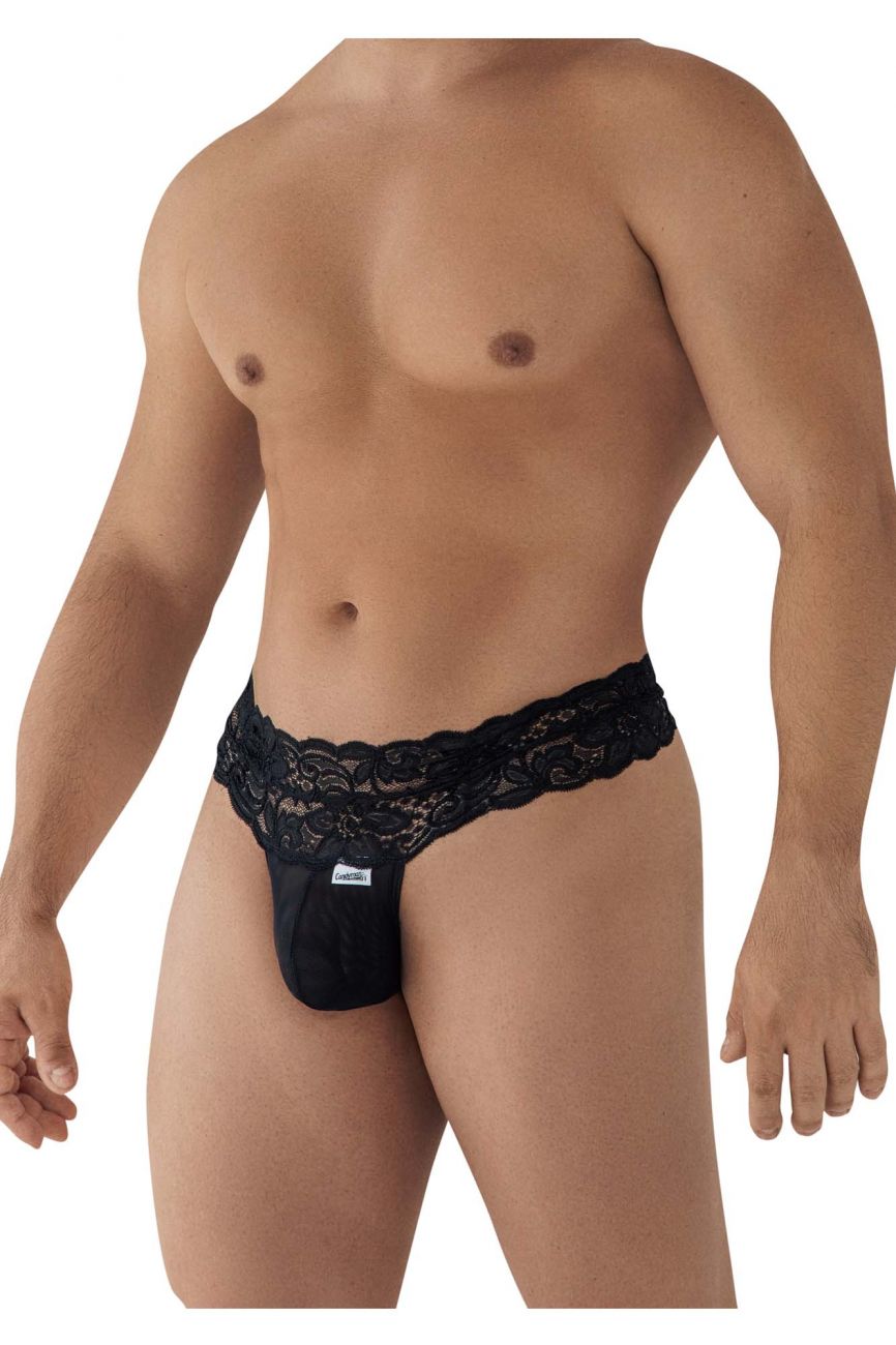 CandyMan Lace Mesh Thongs in Black – men's thongs