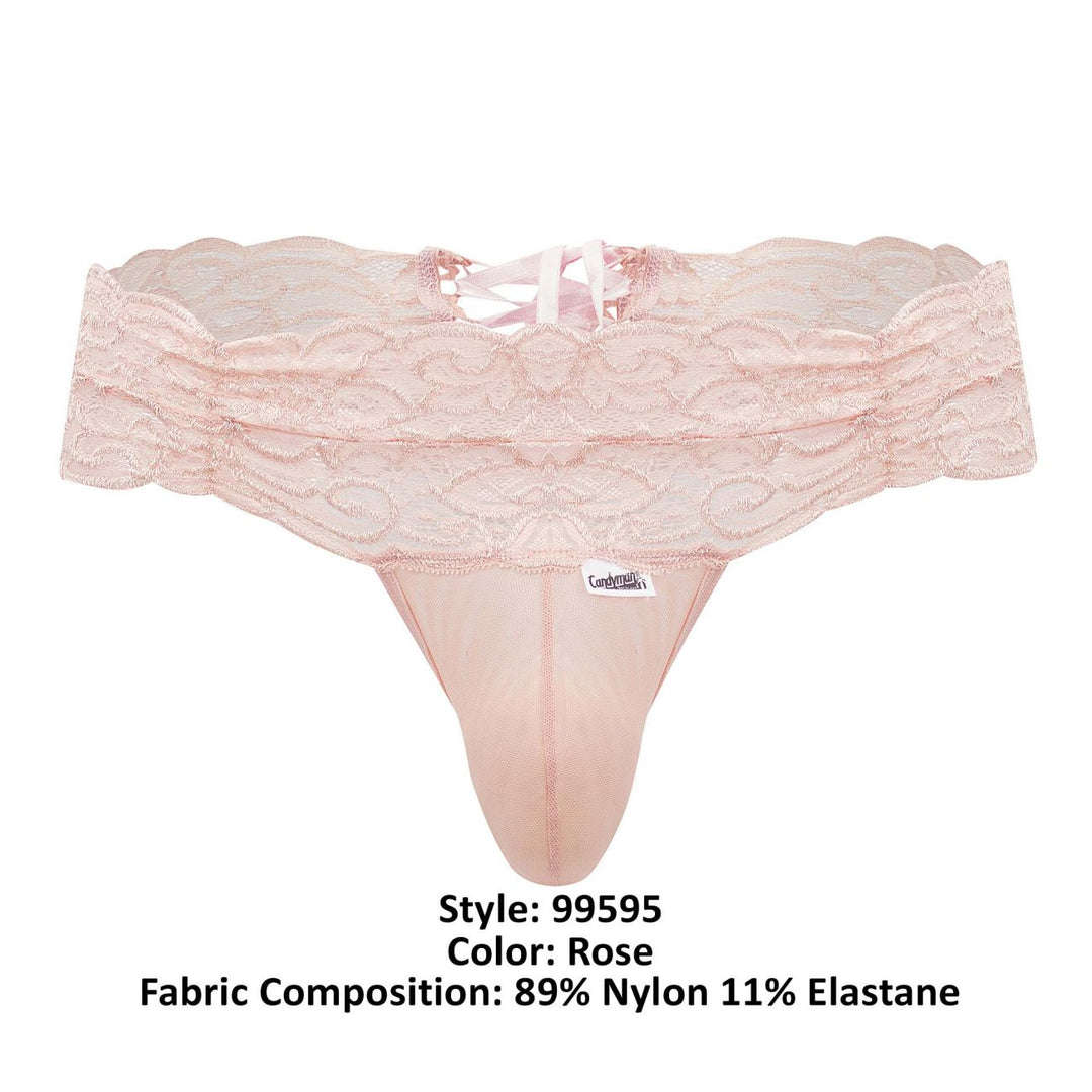 CandyMan Lace Mesh Thongs in Rose – men's thongs
