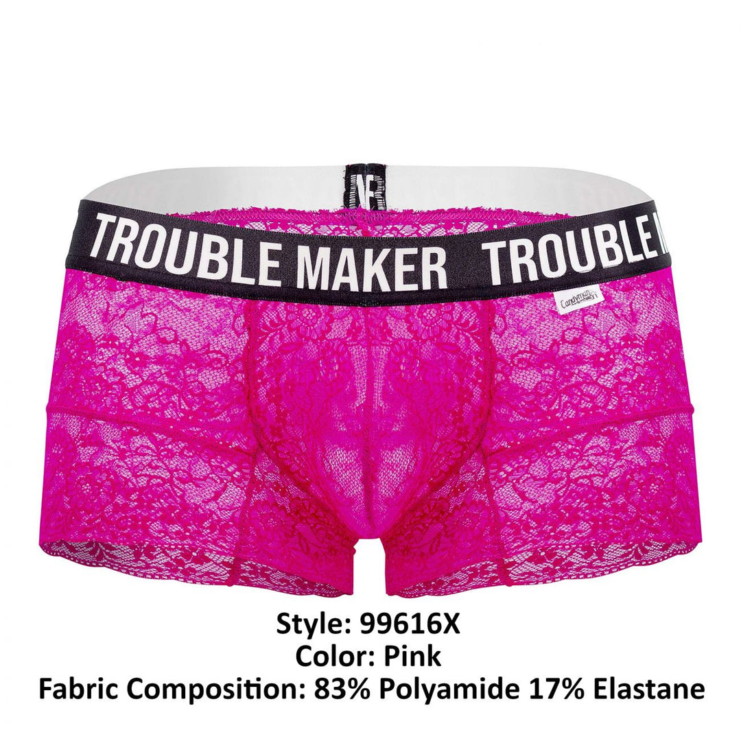CandyMan Trouble Maker Lace Men's Trunk Underwear in Pink – men's trunks