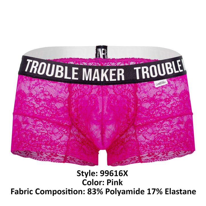 CandyMan Trouble Maker Lace Men's Trunk Underwear in Pink – men's trunks