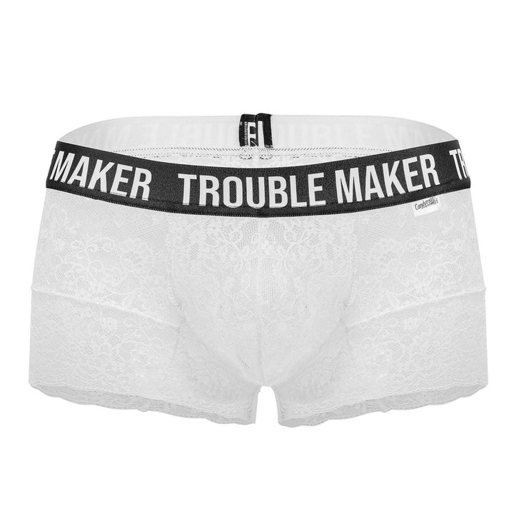 CandyMan Trouble Maker Lace Trunks in White – men's trunks