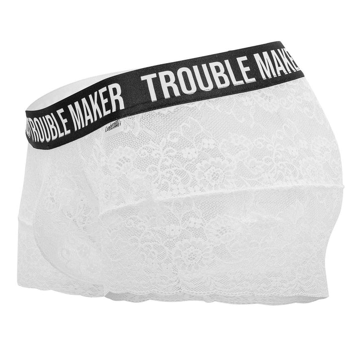 CandyMan Trouble Maker Lace Trunks in White – men's trunks