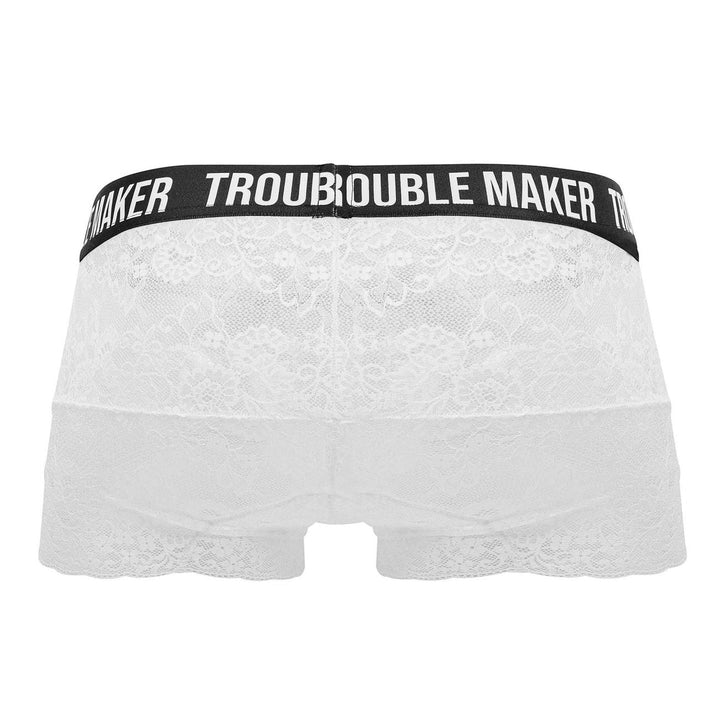 CandyMan Trouble Maker Lace Trunks in White – men's trunks