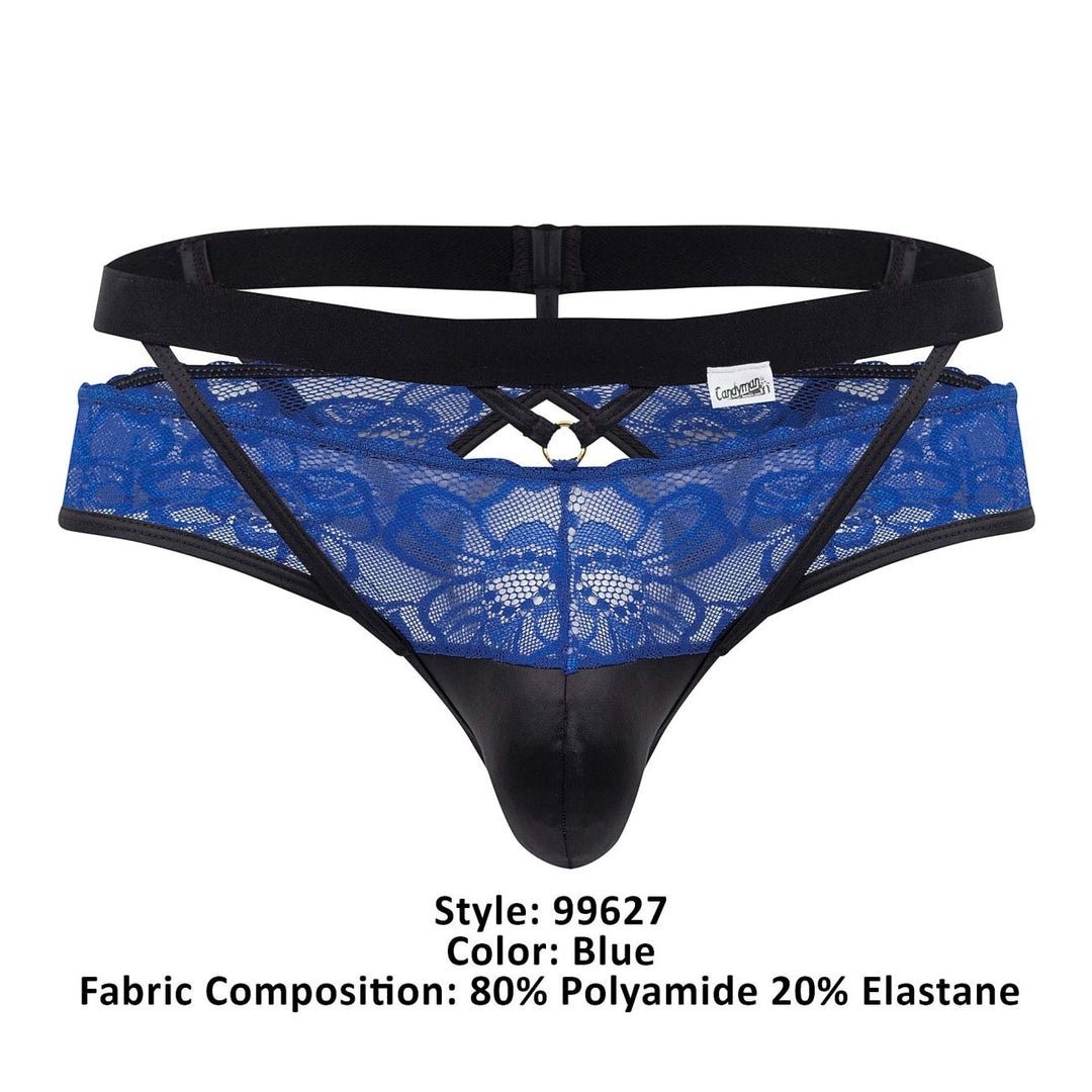 CandyMan Lace Jockstrap in Blue – men's jockstraps