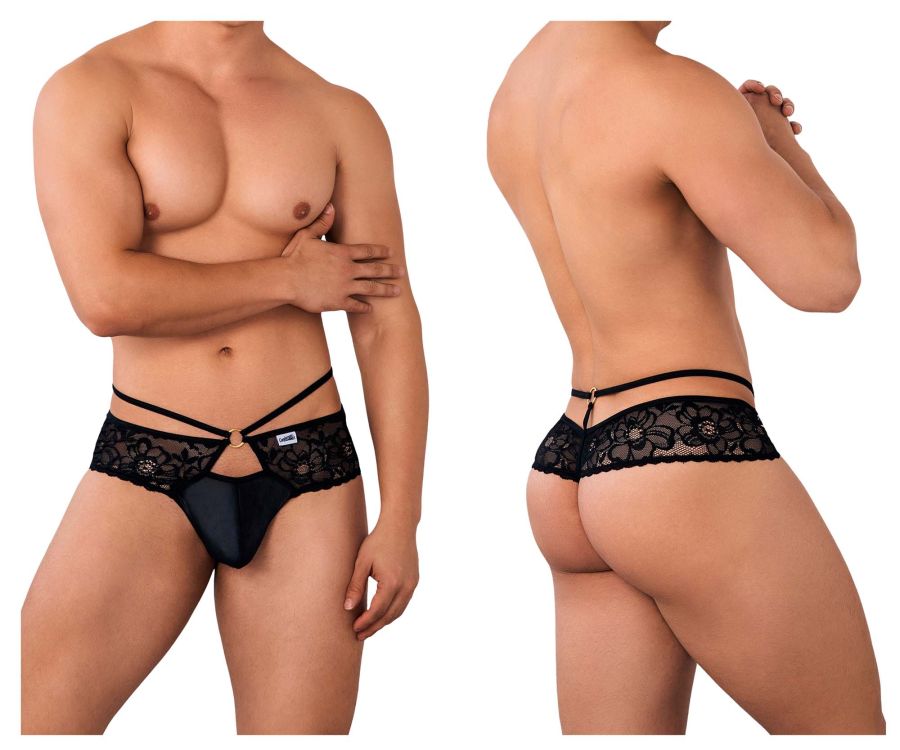 CandyMan Lace Thongs in Black – men's thongs