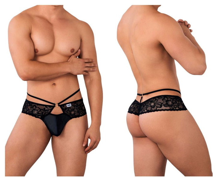 CandyMan Lace Thongs in Black – men's thongs