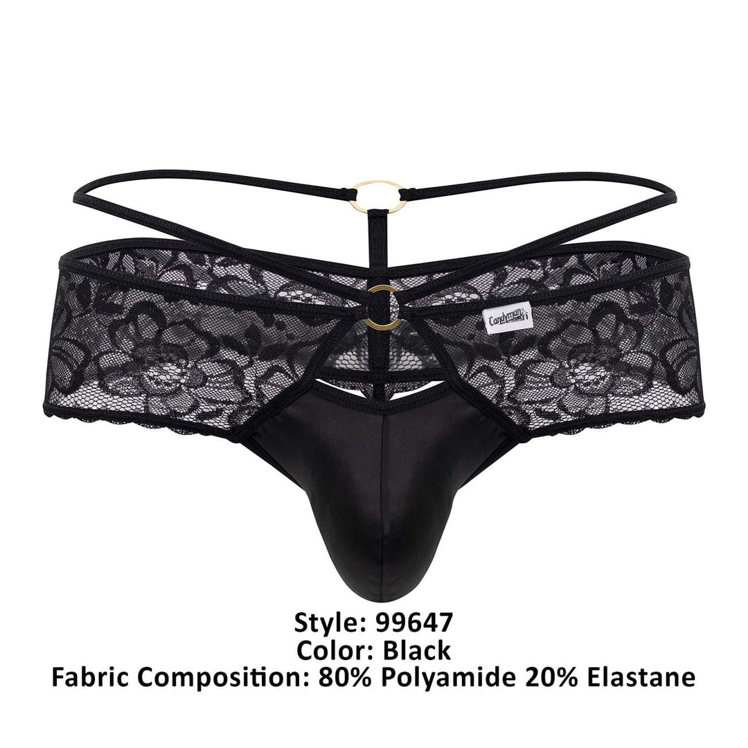 CandyMan Lace Thongs in Black – men's thongs